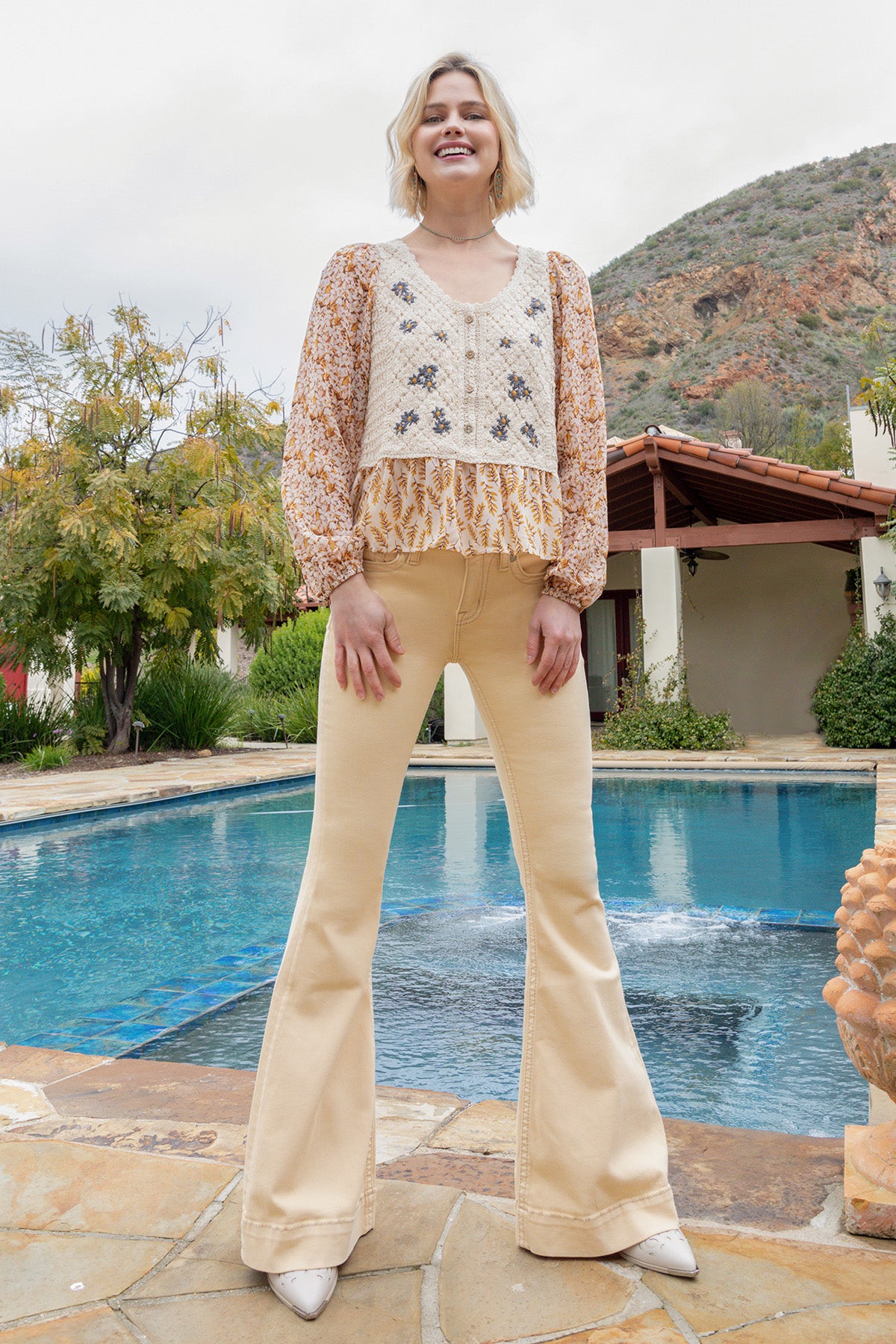 Floral Crochet Printed Top