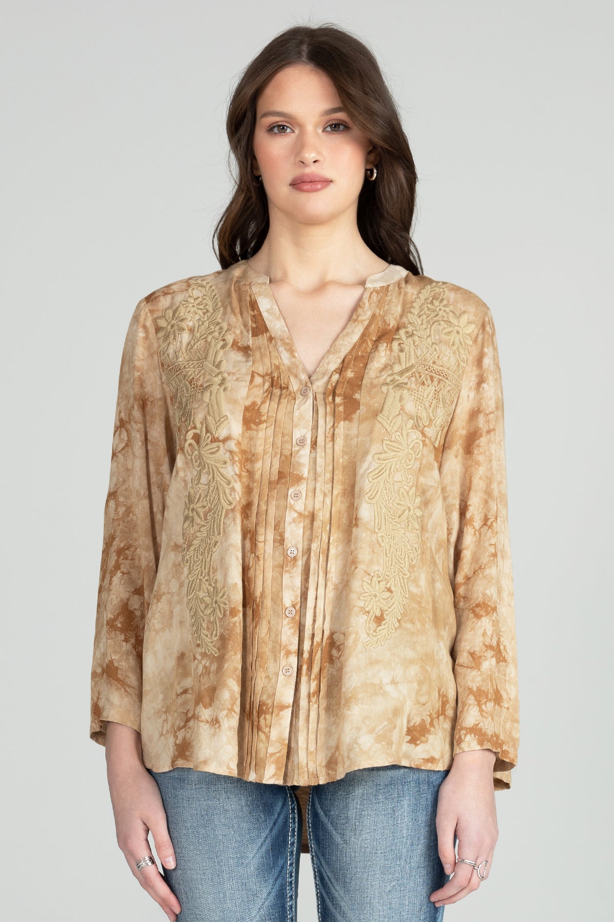 Tie Dye Embroidered Top