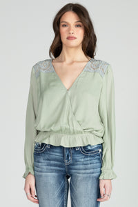 Long sleeve Chiffon Crochet Top