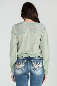 Long sleeve Chiffon Crochet Top