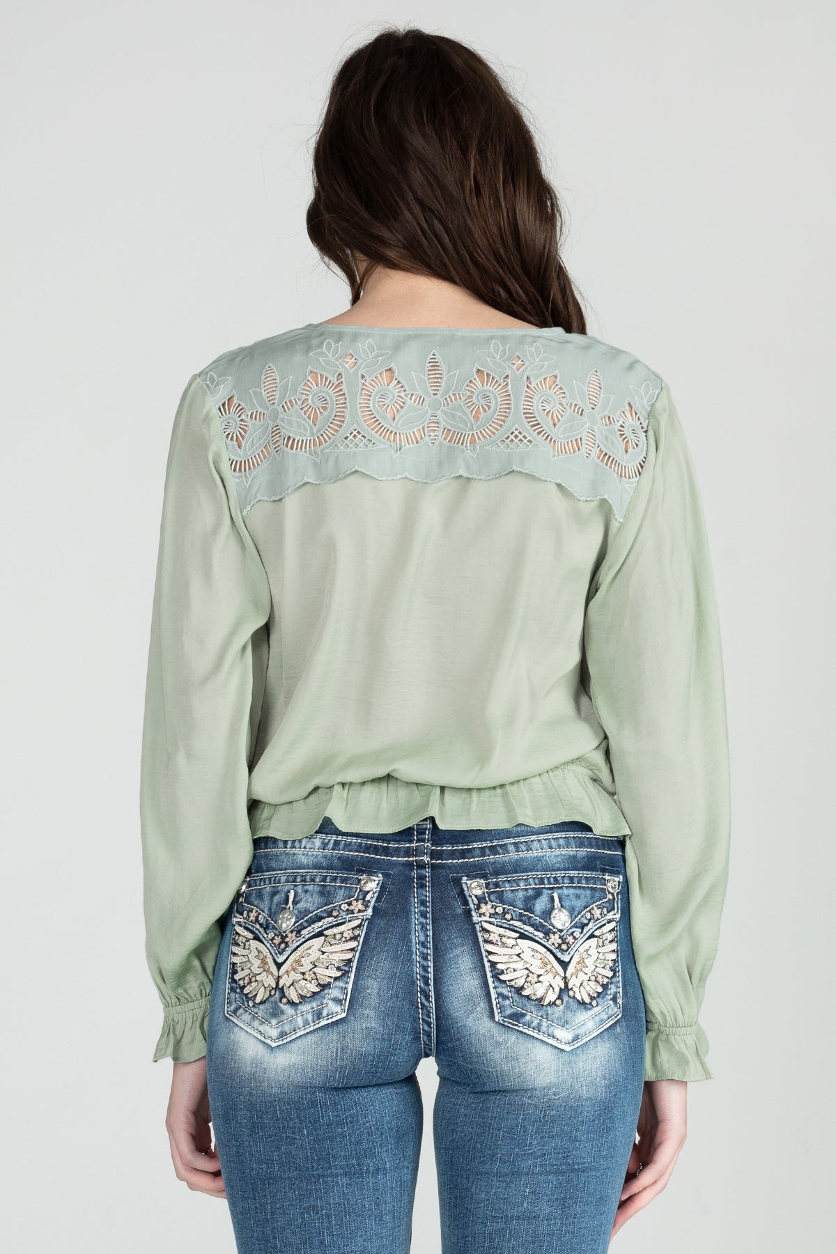 Long sleeve Chiffon Crochet Top