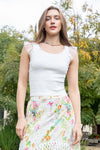 Cropped Ribbed Mesh Ruffle Detailed Tank